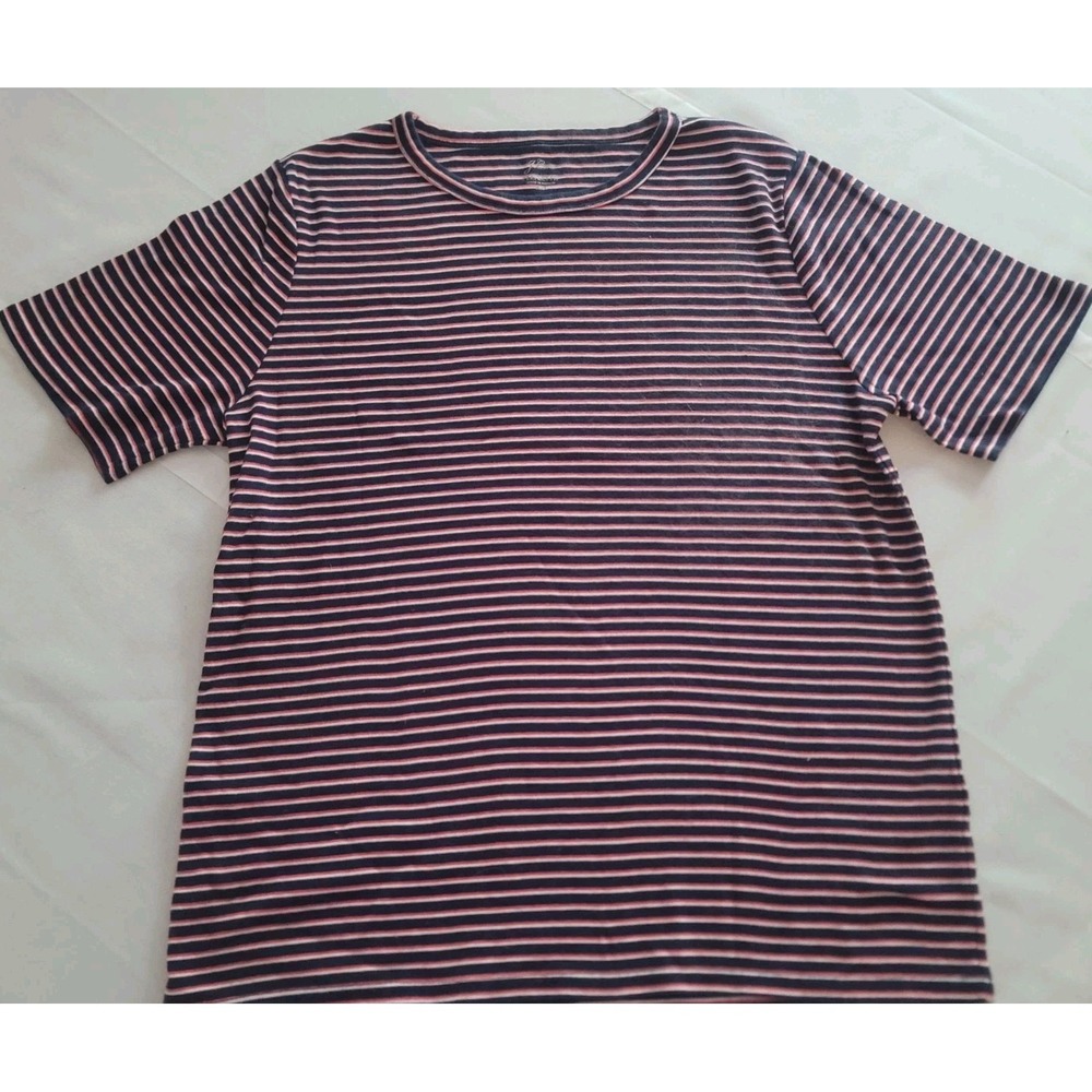 J.Crew Perfect Fit Tee XXL Red Black Stripe 100% Cotton Crewneck Classic Casual